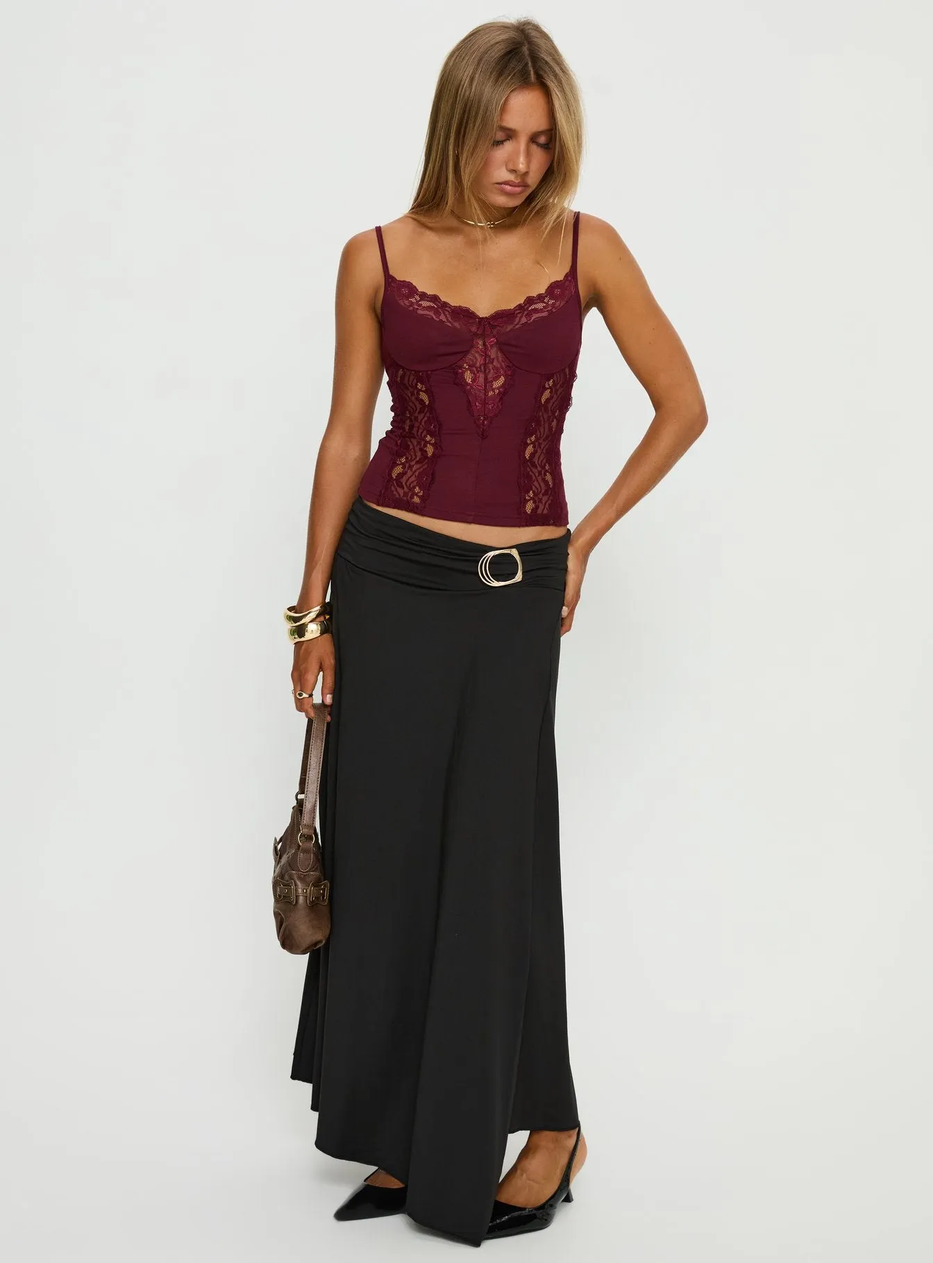 Nola Hardware Slit Maxi Skirt Black sold by Princess Polly product image thumbnail 2