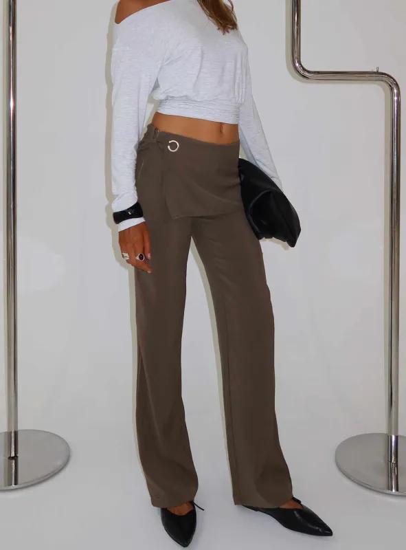 Elka Wrap Trousers Truffle sold by Princess Polly