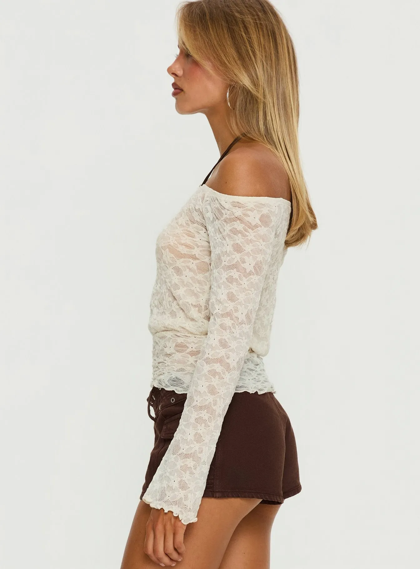 Korrine Off Shoulder Lace Top Cream sold by Princess Polly product image thumbnail 4