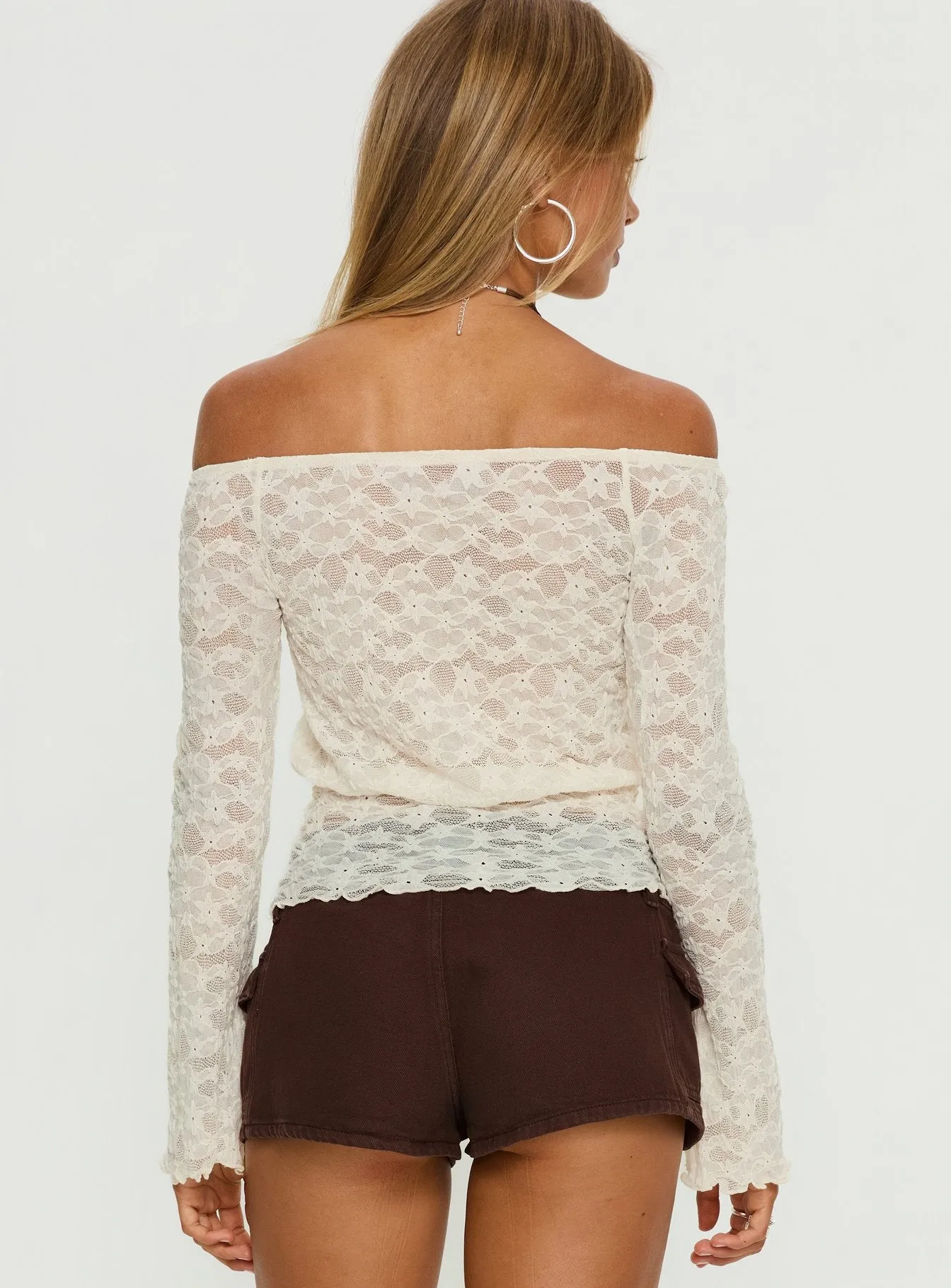 Korrine Off Shoulder Lace Top Cream sold by Princess Polly product image thumbnail 5