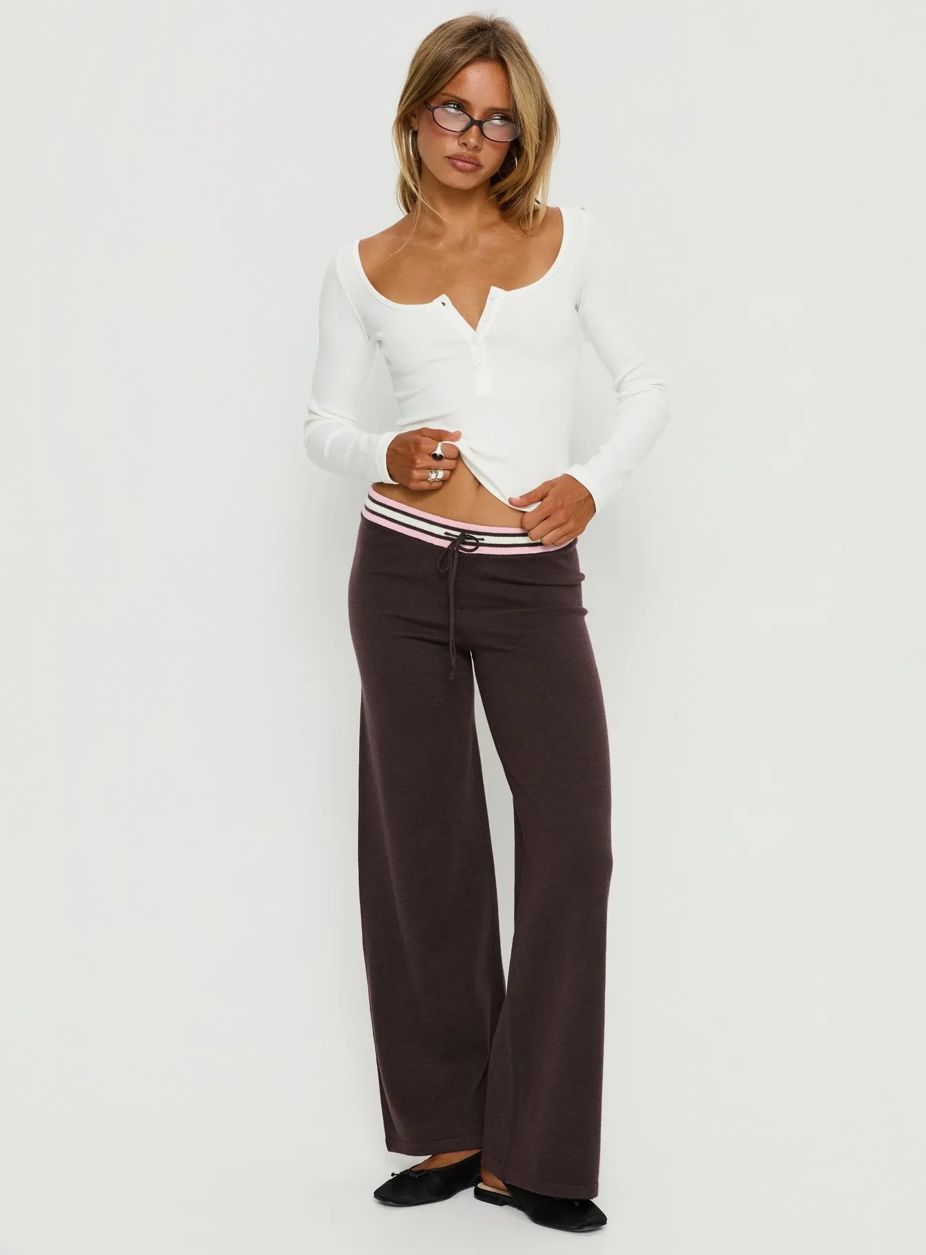 Felisha Low Waist Knit Pants Brown sold by Princess Polly product image thumbnail 3