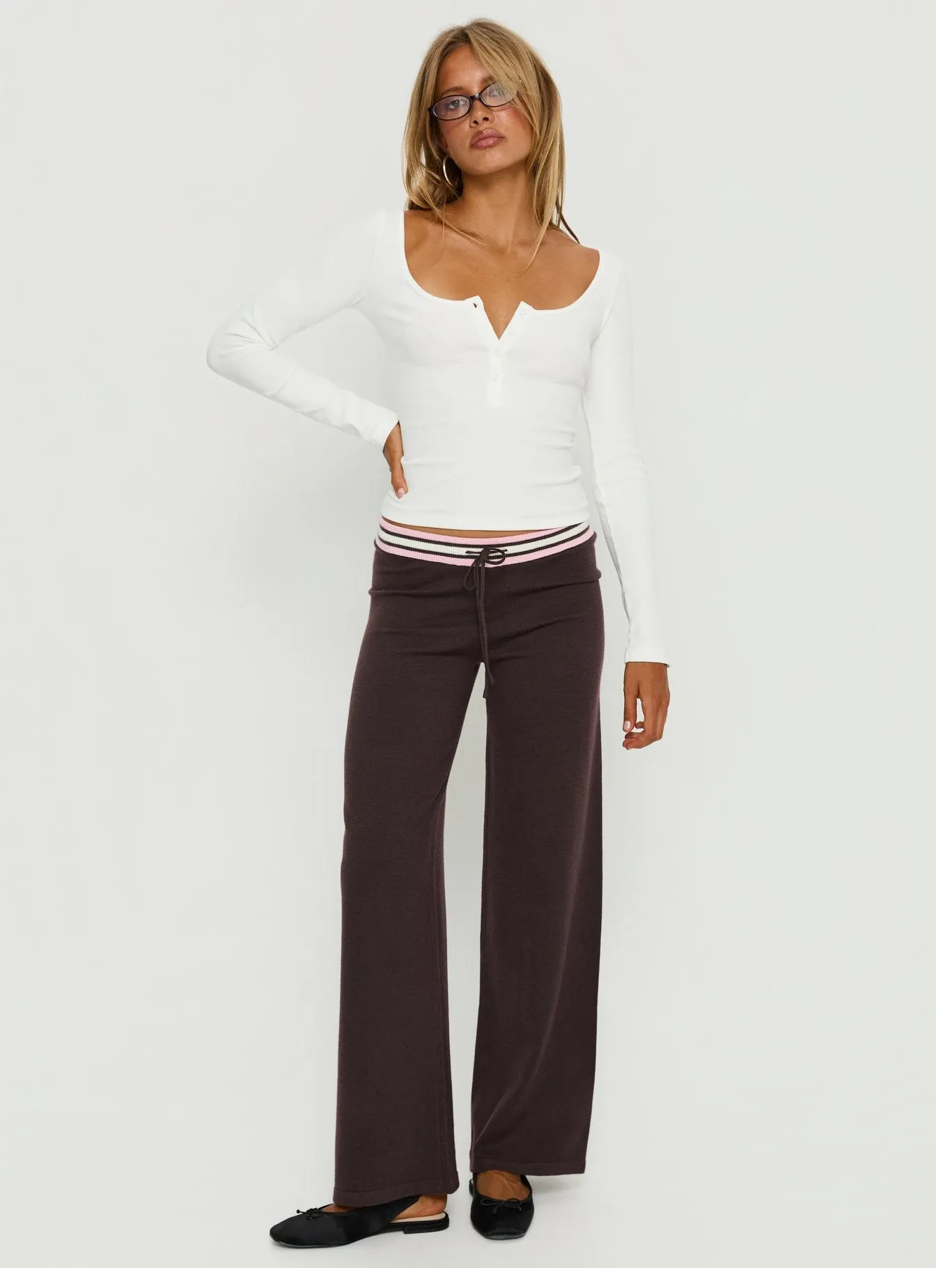 Keslie Long Sleeve Henley Top White sold by Princess Polly product image thumbnail 3