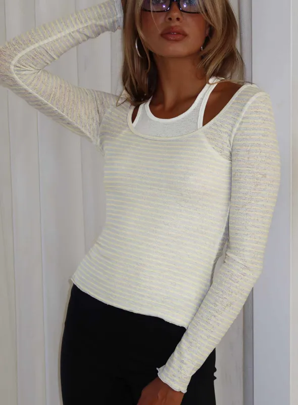 Ceyla Layered Long Sleeve Top White / Stripe sold by Princess Polly