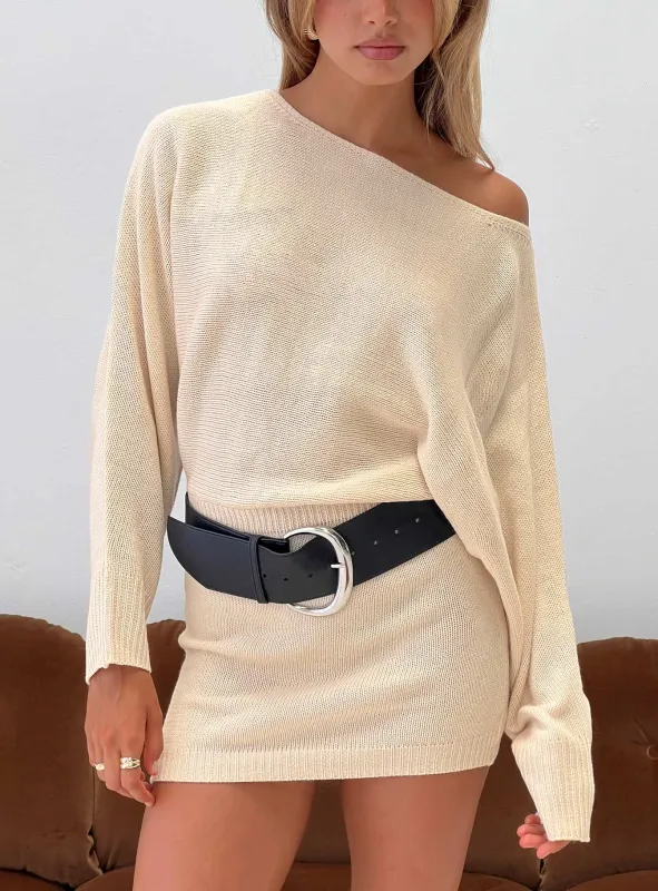 Bellamie Long Sleeve Mini Dress Cream sold by Princess Polly