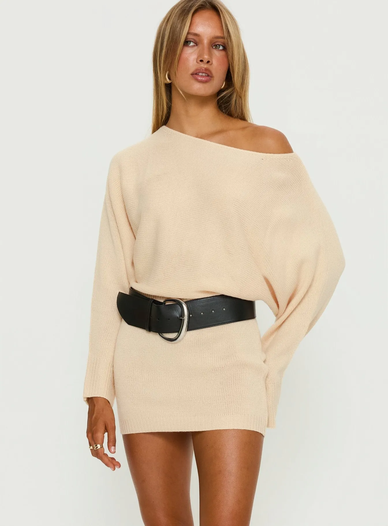 Bellamie Long Sleeve Mini Dress Cream sold by Princess Polly product image thumbnail 2