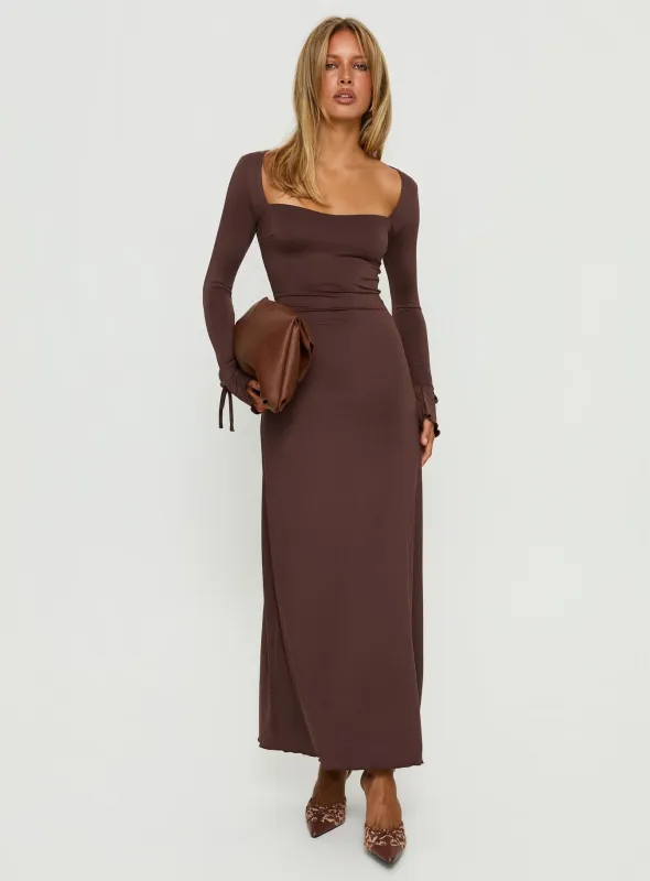 Dalzine Maxi Dress Chocolate sold by Princess Polly
