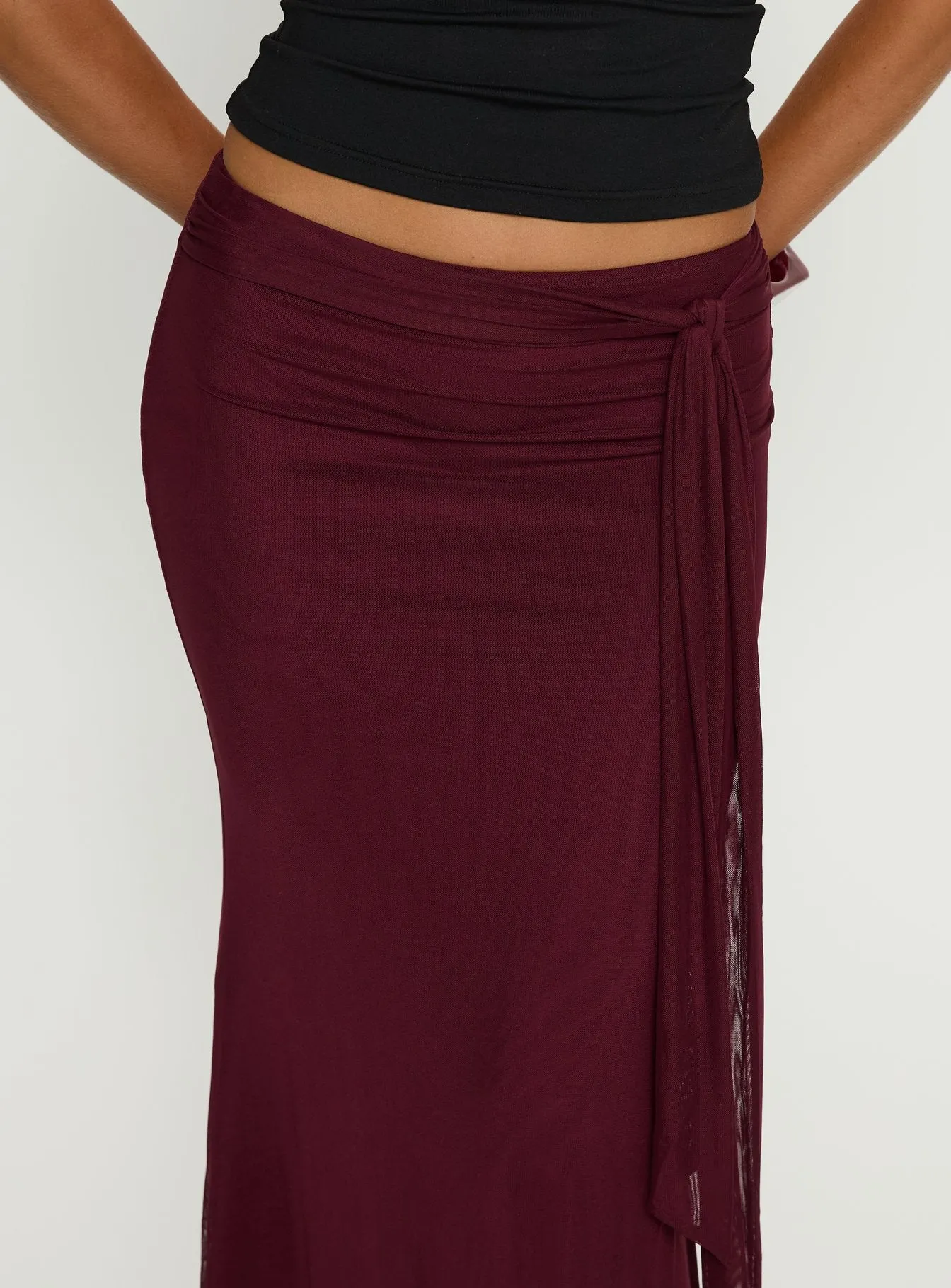 Caviar Tie Maxi Skirt Currant sold by Princess Polly product image thumbnail 5