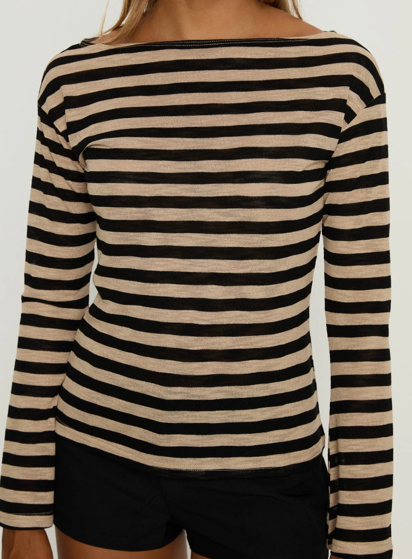 So Composed Boat Neck Long Sleeve Top Latte Stripe sold by Princess Polly product image thumbnail 5
