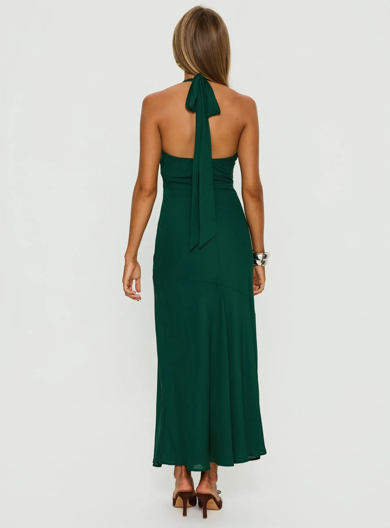Luannie Halter Scarf Tie Maxi Dress Emerald sold by Princess Polly product image thumbnail 4