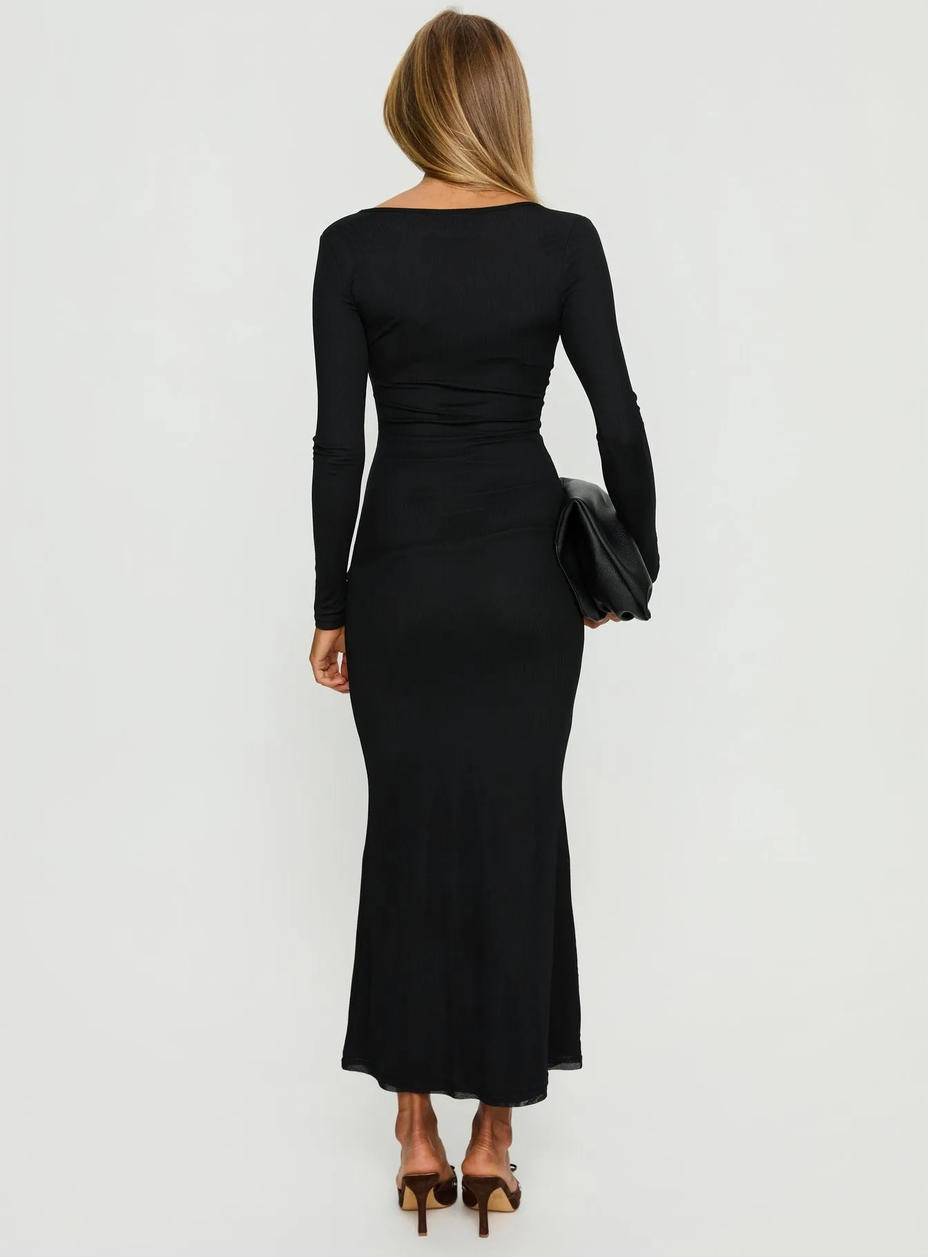 Adesa Long Sleeve Keyhole Plunge Maxi Dress Black sold by Princess Polly product image thumbnail 4