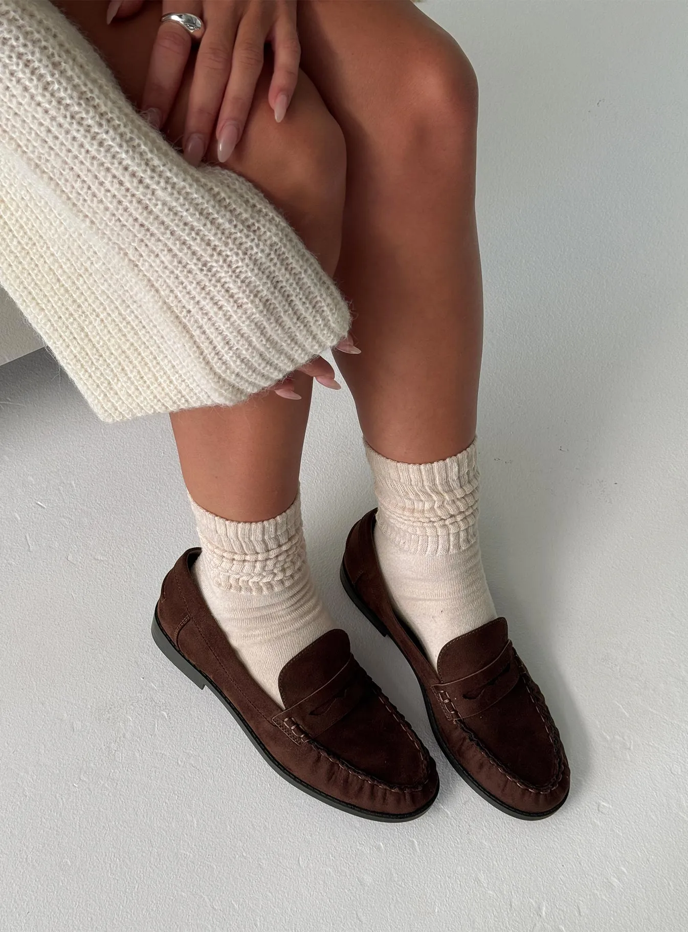 Therapy Albert Faux Suede Loafers Brown sold by Princess Polly