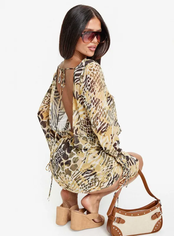 Get Closer Backless Romper Faded Leopard sold by Princess Polly