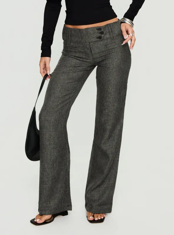 Karola Asymmetrical Buckle Pants Grey sold by Princess Polly