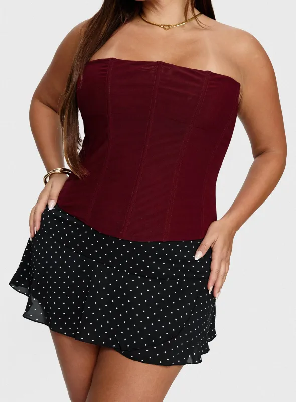 Sonsie Mini Skirt Black / White Polka Curve sold by Princess Polly