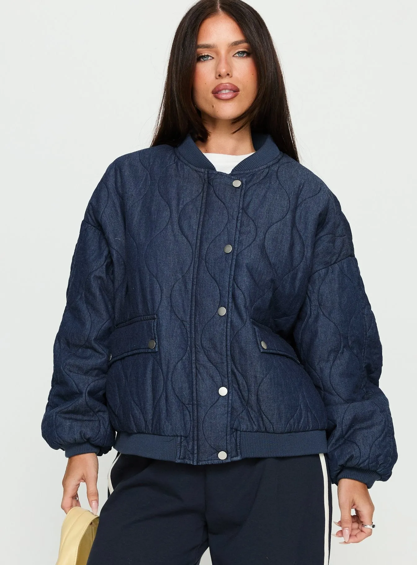 Stick Season Quilted Jacket Navy sold by Princess Polly product image thumbnail 2