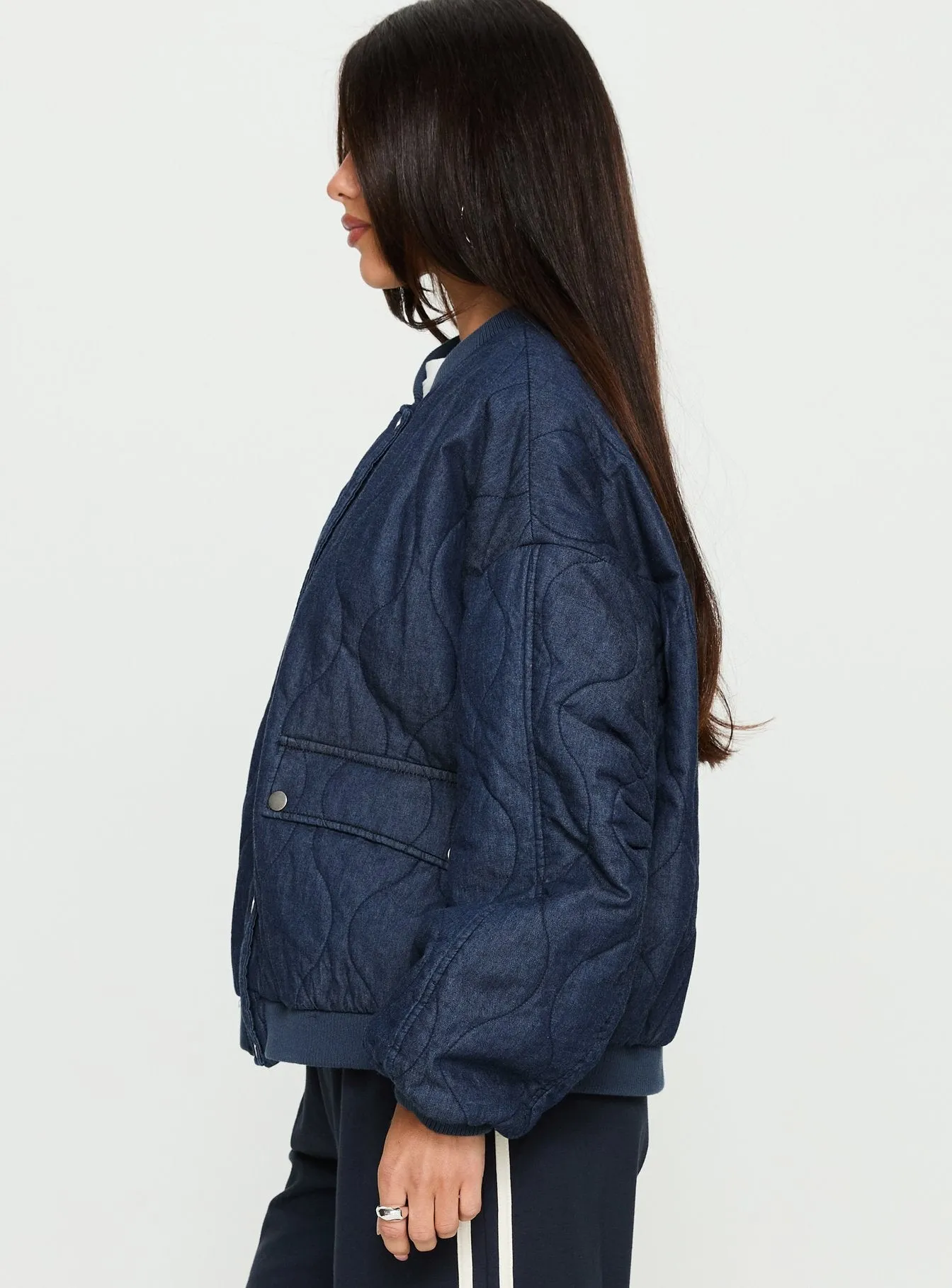 Stick Season Quilted Jacket Navy sold by Princess Polly product image thumbnail 4