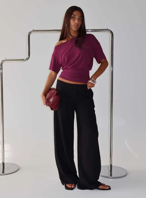 Khane Low Rise Wide Leg Pant Black sold by Princess Polly