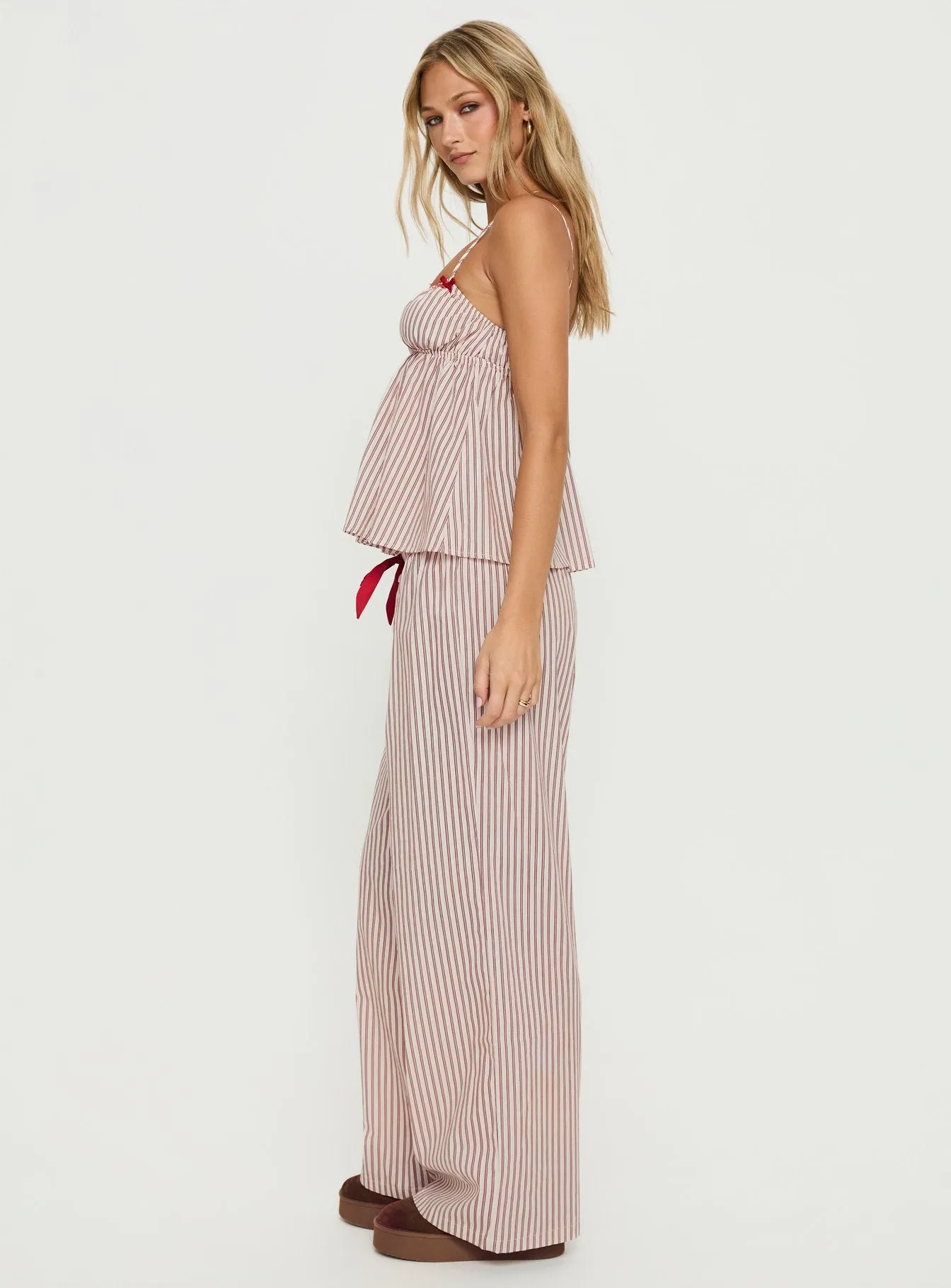 Chill Club Sleep Relaxed Pants Red / White Stripe sold by Princess Polly product image thumbnail 4