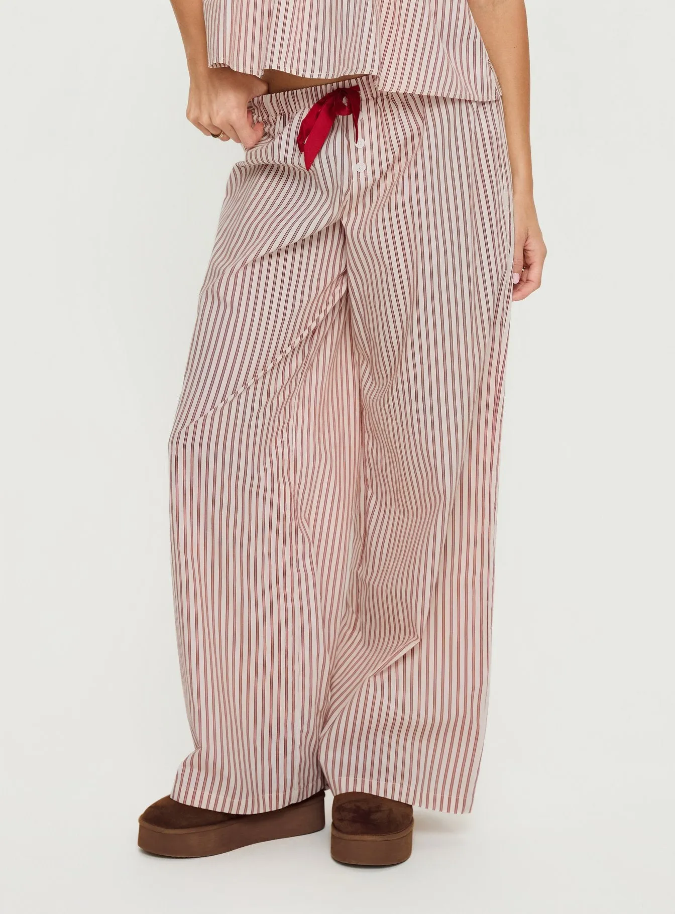 Chill Club Sleep Relaxed Pants Red / White Stripe sold by Princess Polly product image thumbnail 2