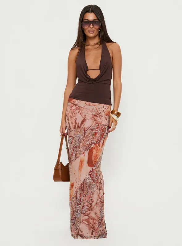 Dorella Spliced Maxi Skirt Pink Multi sold by Princess Polly