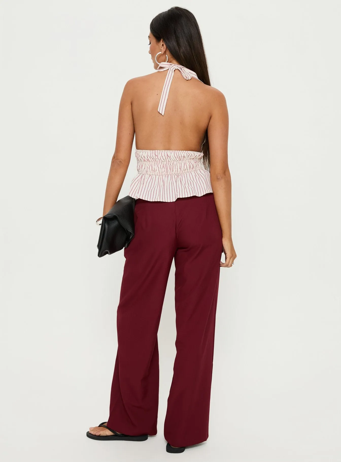 Good Riddance Pleat Tie Slouch Pants Burgundy sold by Princess Polly product image thumbnail 4