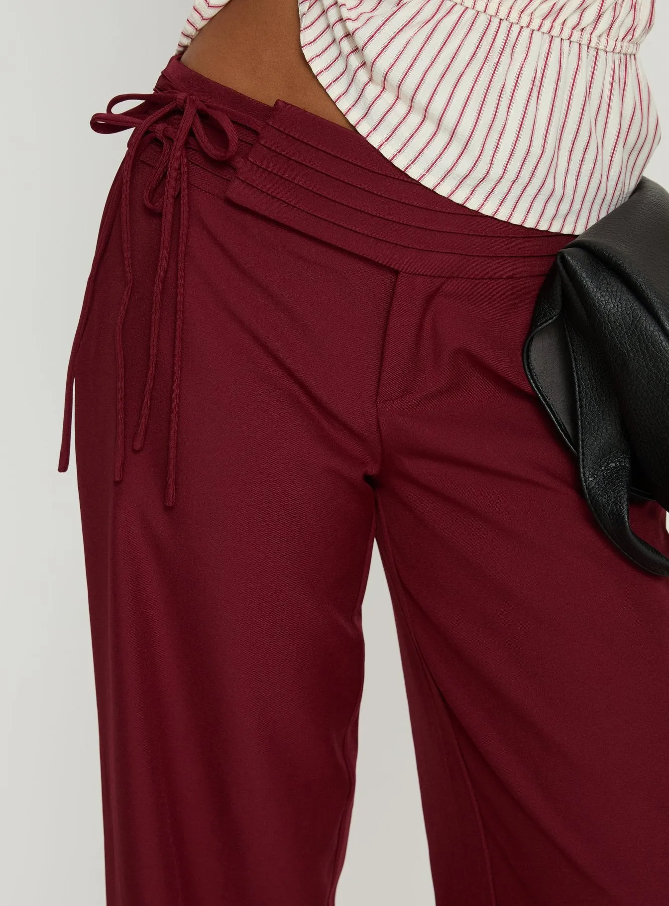 Good Riddance Pleat Tie Slouch Pants Burgundy sold by Princess Polly product image thumbnail 5
