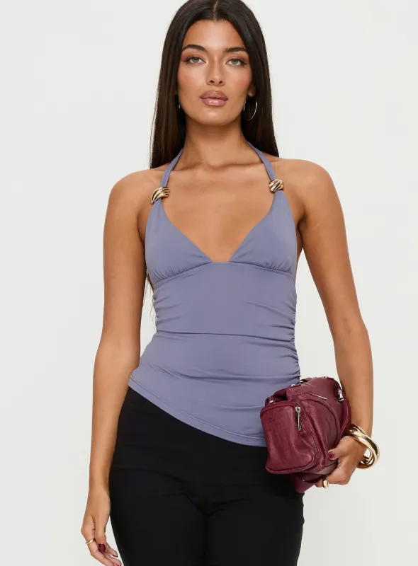 Jessicca Hardware Detail Cami Top Blue sold by Princess Polly