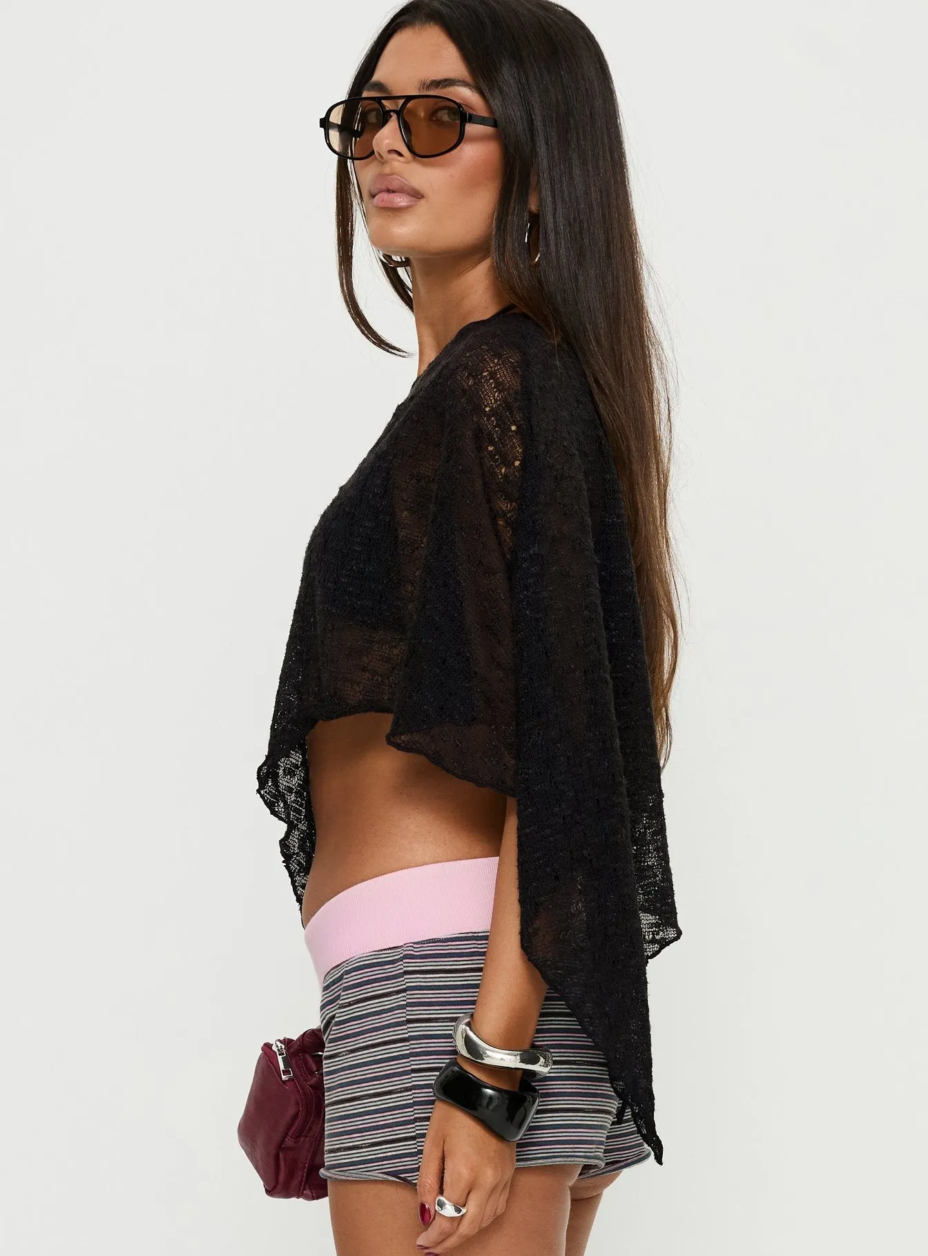 Nelida Sheer Poncho Black sold by Princess Polly product image thumbnail 4