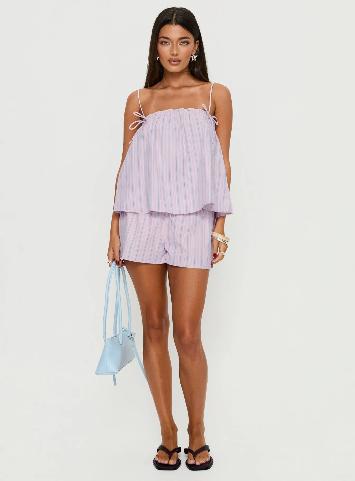 Pepita Drawstring Shorts Pink Stripe sold by Princess Polly product image thumbnail 3