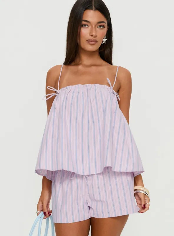 Pepita Flowy Frill Top Pink Stripe sold by Princess Polly