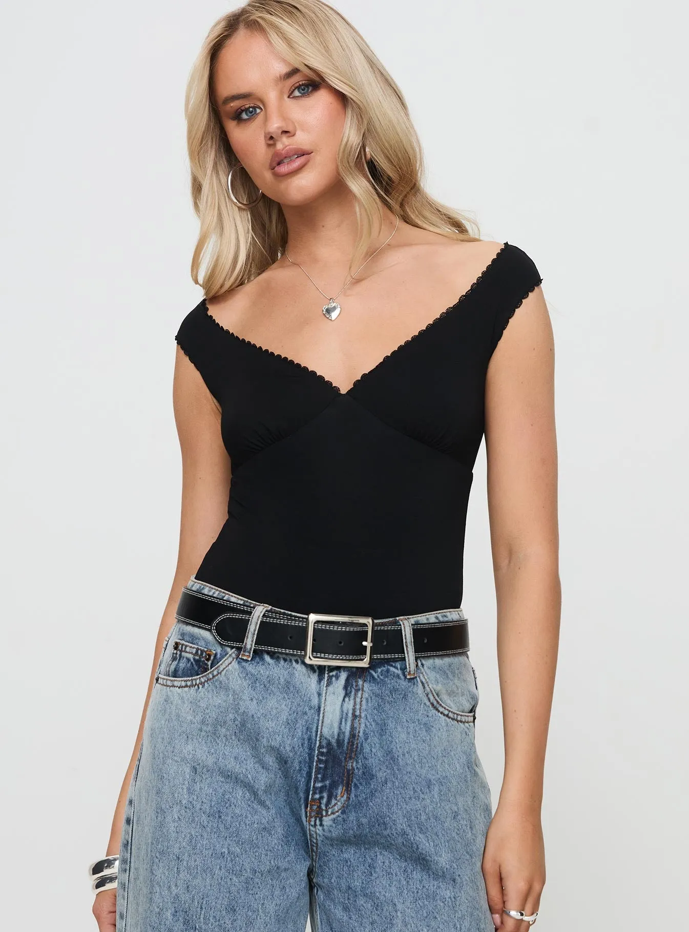 Faure Bodysuit Black sold by Princess Polly