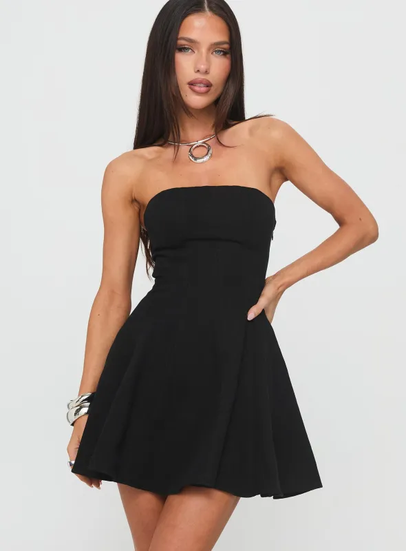 Zavira Strapless Playsuit Black sold by Princess Polly