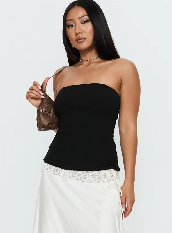 Loreto Strapless Tie Back Top Black sold by Princess Polly