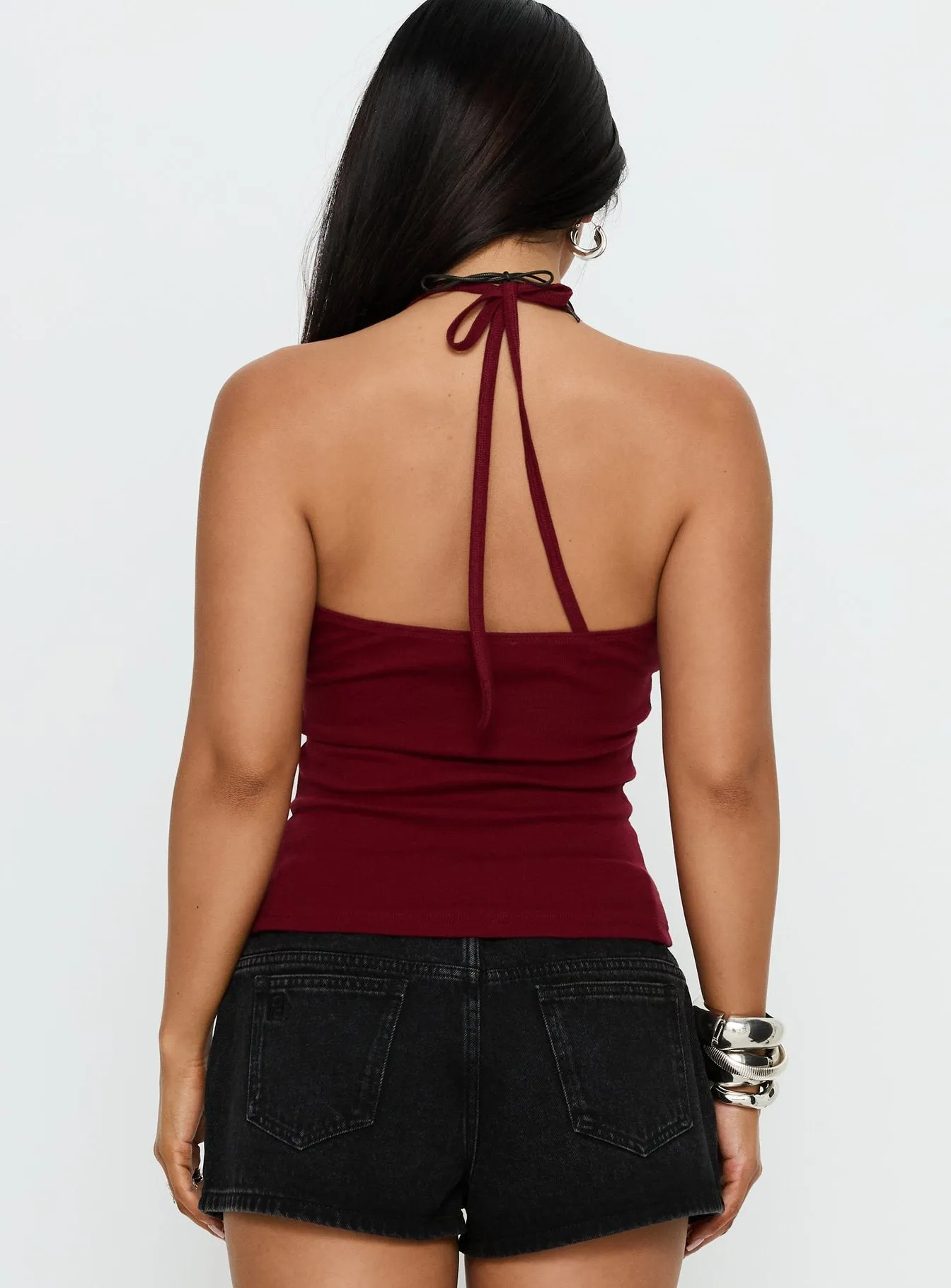Sentiment V Neck Cami Top Burgundy sold by Princess Polly product image thumbnail 5