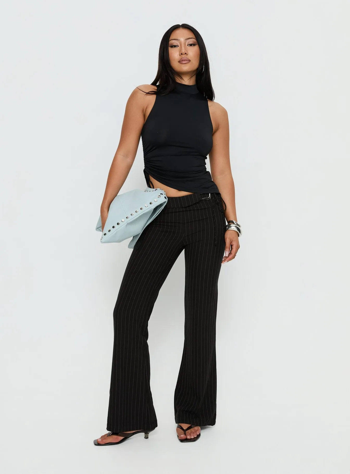 Saveria Tie Detail High Neck Top Black sold by Princess Polly product image thumbnail 3