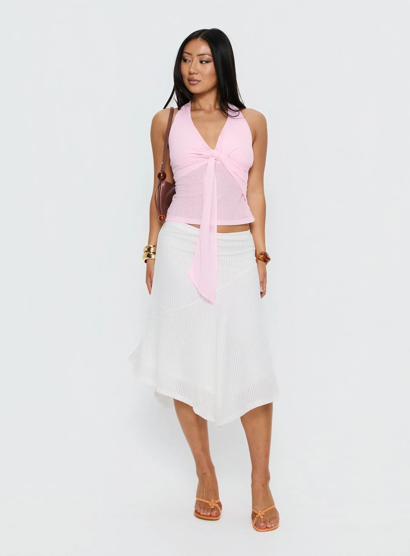 Adrea Asymmetrical Midi Skirt White sold by Princess Polly product image thumbnail 3