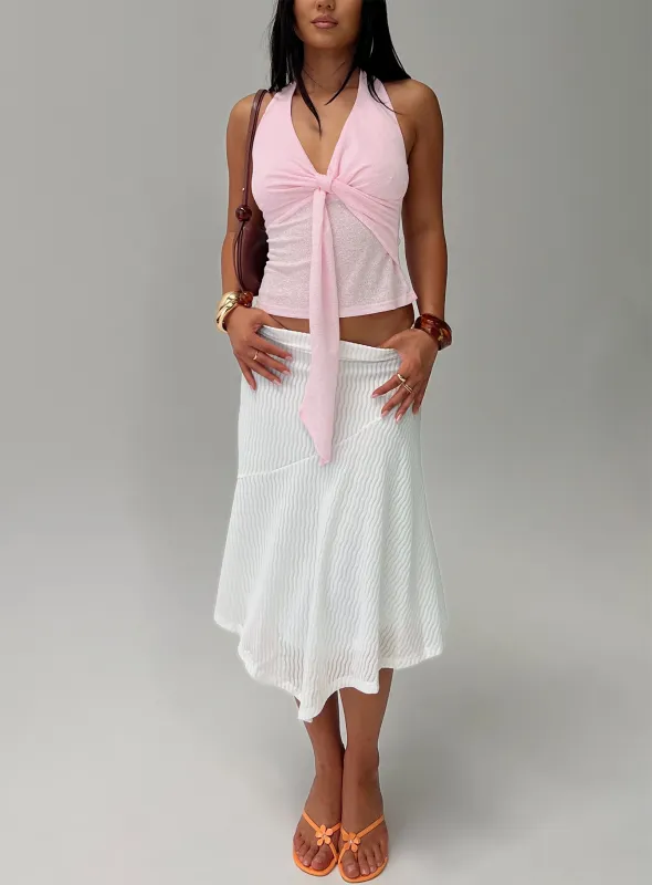 Adrea Asymmetrical Midi Skirt White sold by Princess Polly