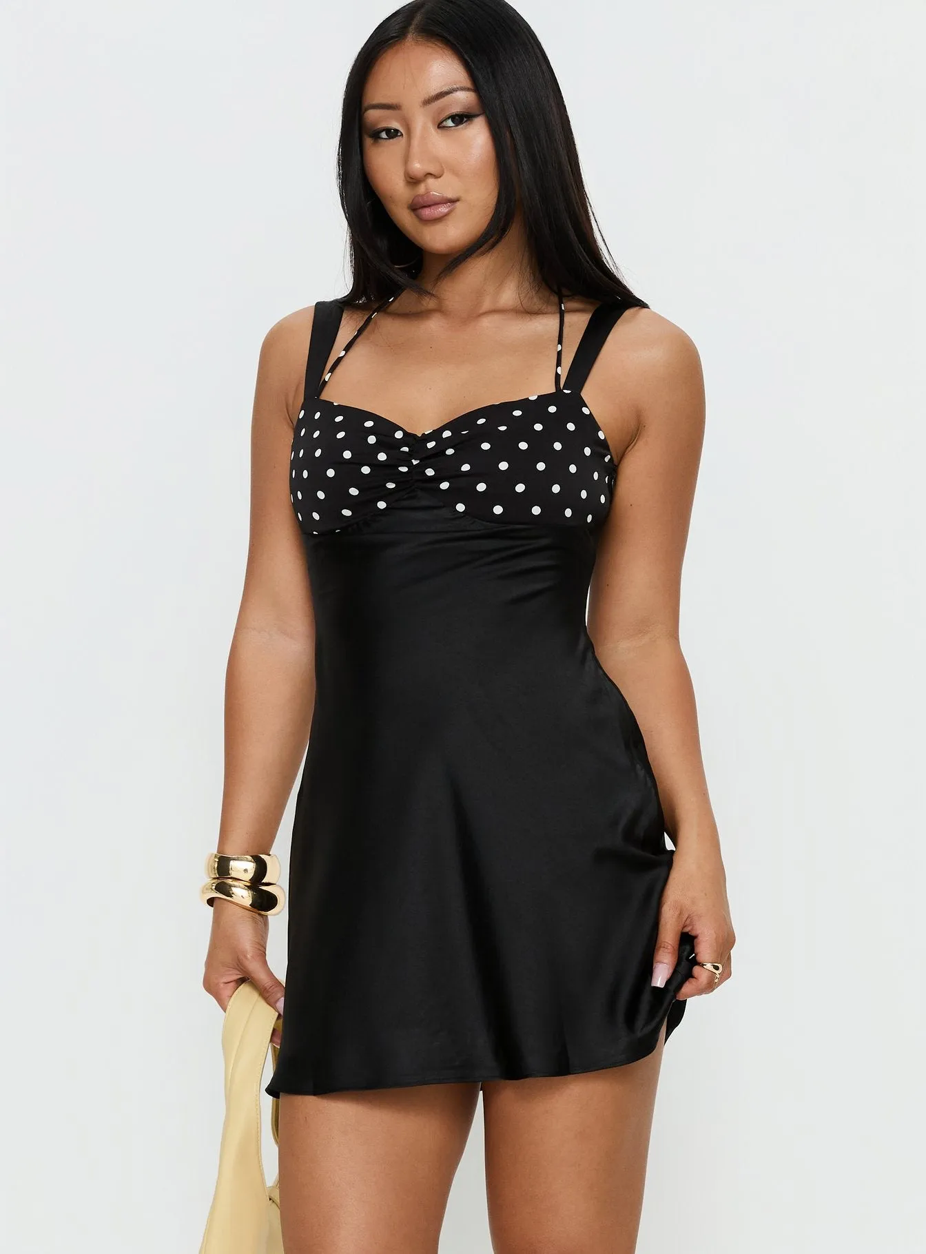 Befanie Layered Mini Dress Black Polka Dot sold by Princess Polly product image thumbnail 2