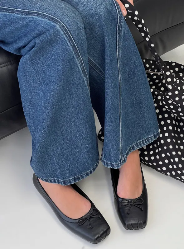 Therapy Laine Square Toe Ballet Flats Black sold by Princess Polly