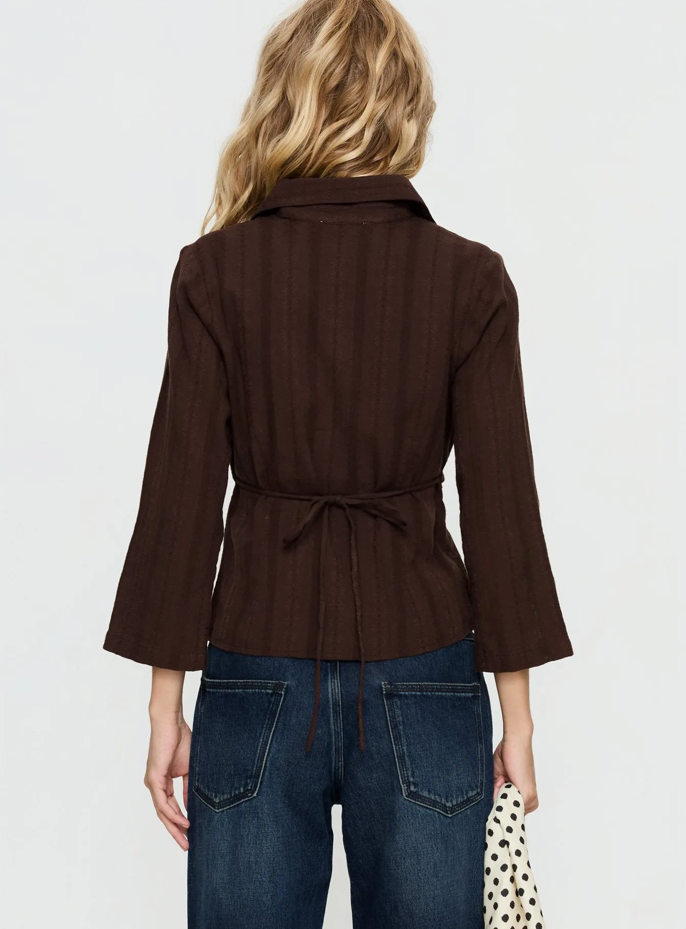 Taelynn 3/4 Sleeve Button Up Shirt Chocolate sold by Princess Polly product image thumbnail 5
