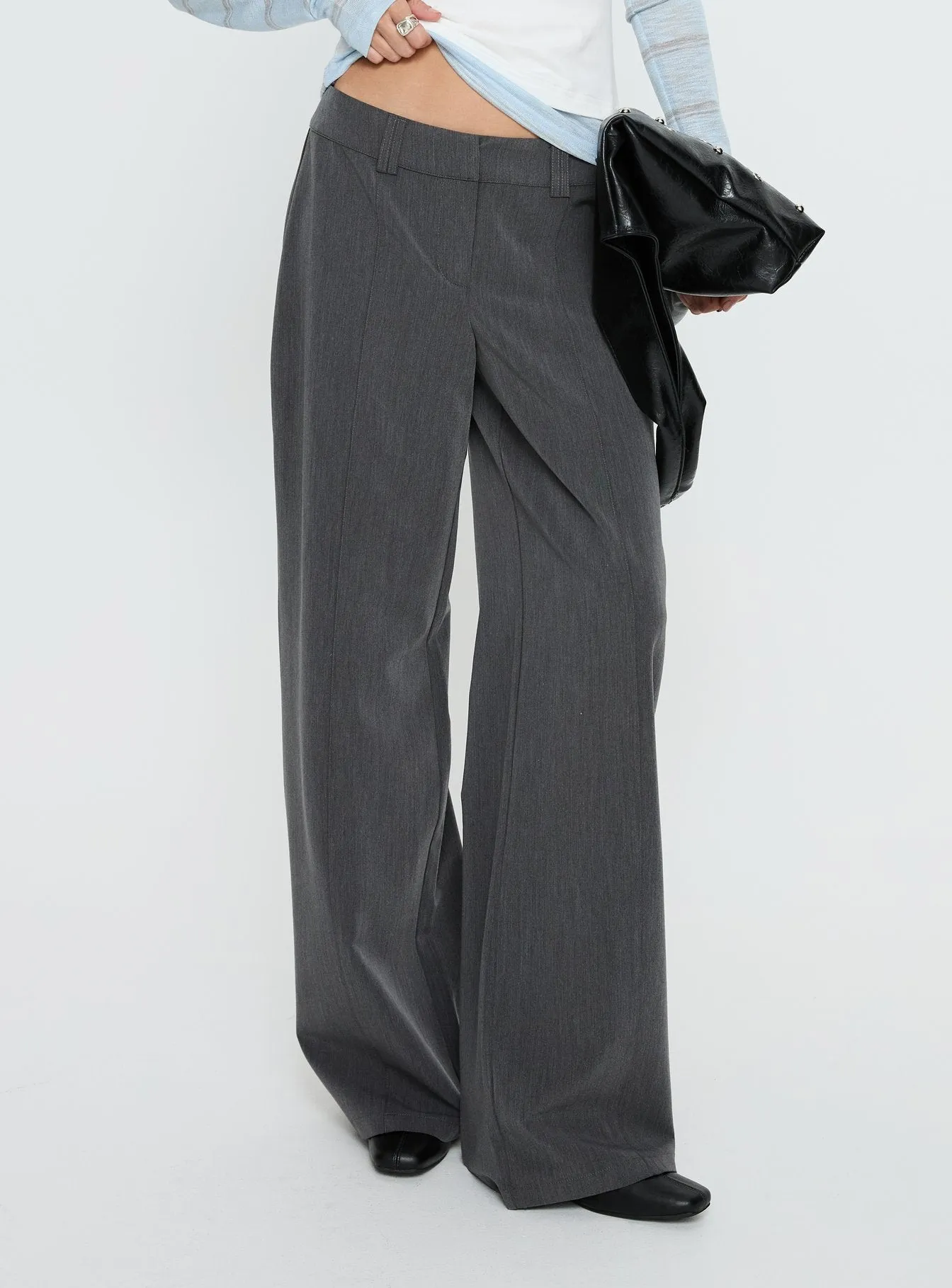 Sarito Low Rise Straight Leg Pants Grey sold by Princess Polly product image thumbnail 2