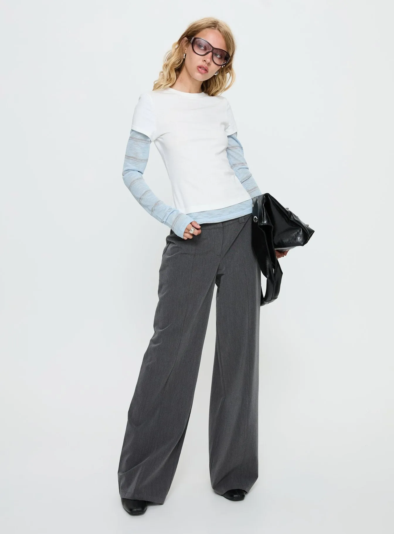 Sarito Low Rise Straight Leg Pants Grey sold by Princess Polly product image thumbnail 3