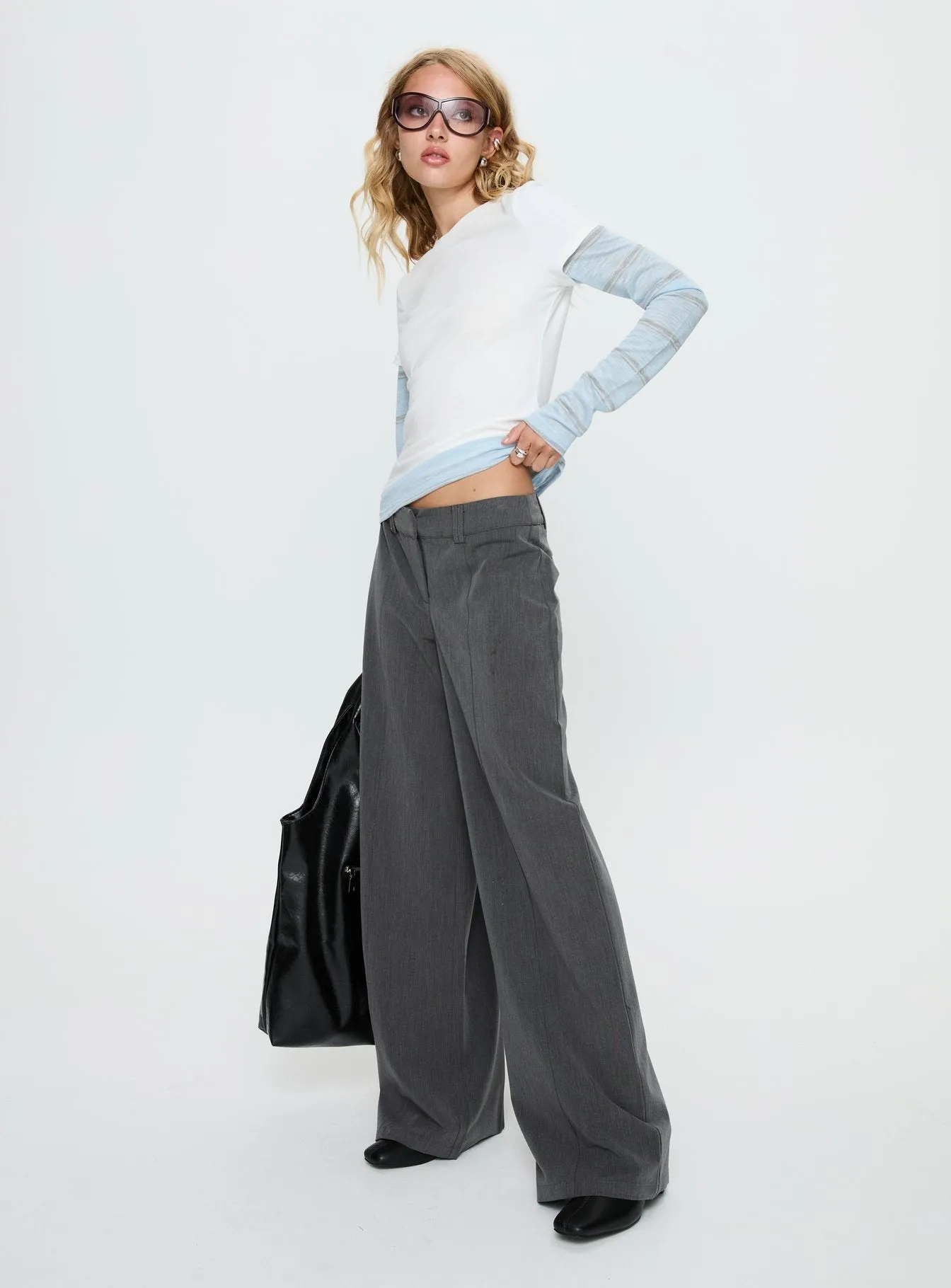Sarito Low Rise Straight Leg Pants Grey sold by Princess Polly product image thumbnail 4