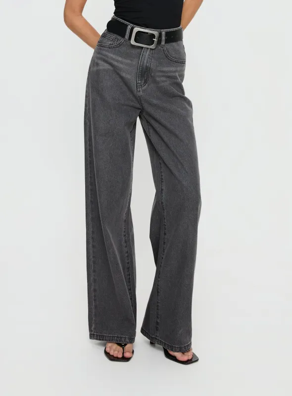 Nicolo High Rise Straight Leg Jeans Washed Grey sold by Princess Polly