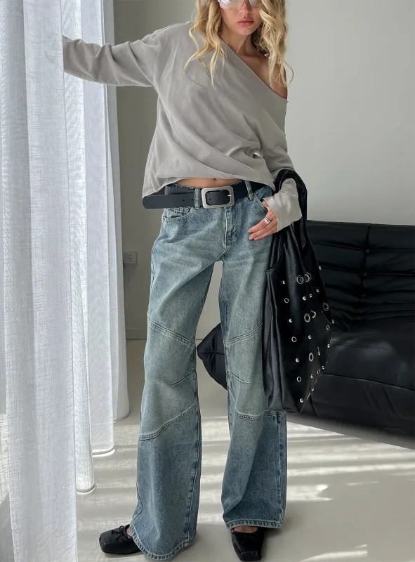 Atmosphere Mid Rise Straight Leg Jeans Antique Wash sold by Princess Polly