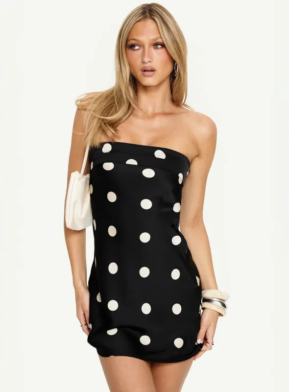 Phillipa Mini Dress Black / White Polka Dot sold by Princess Polly