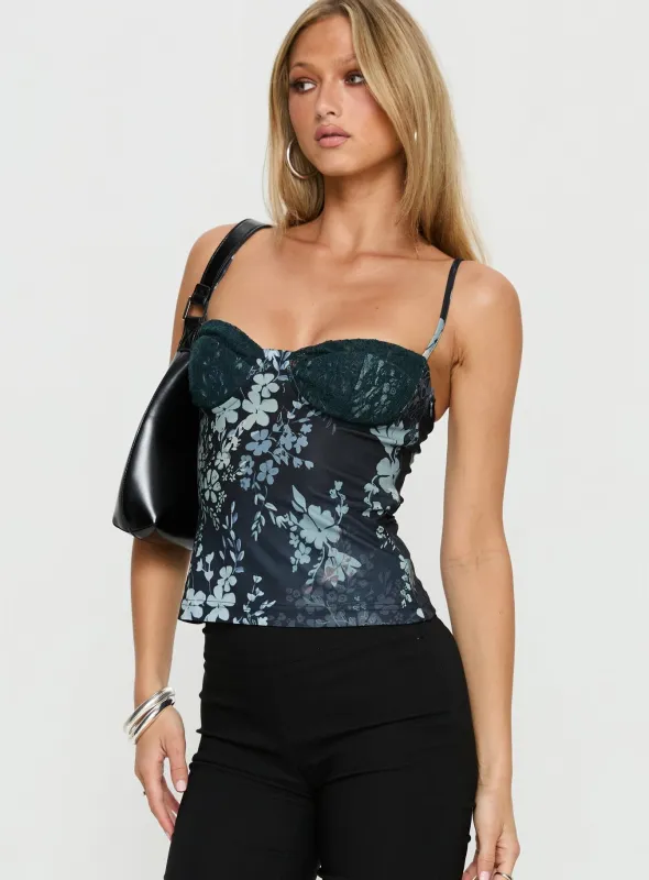 Cacy Cami Top Navy Floral sold by Princess Polly