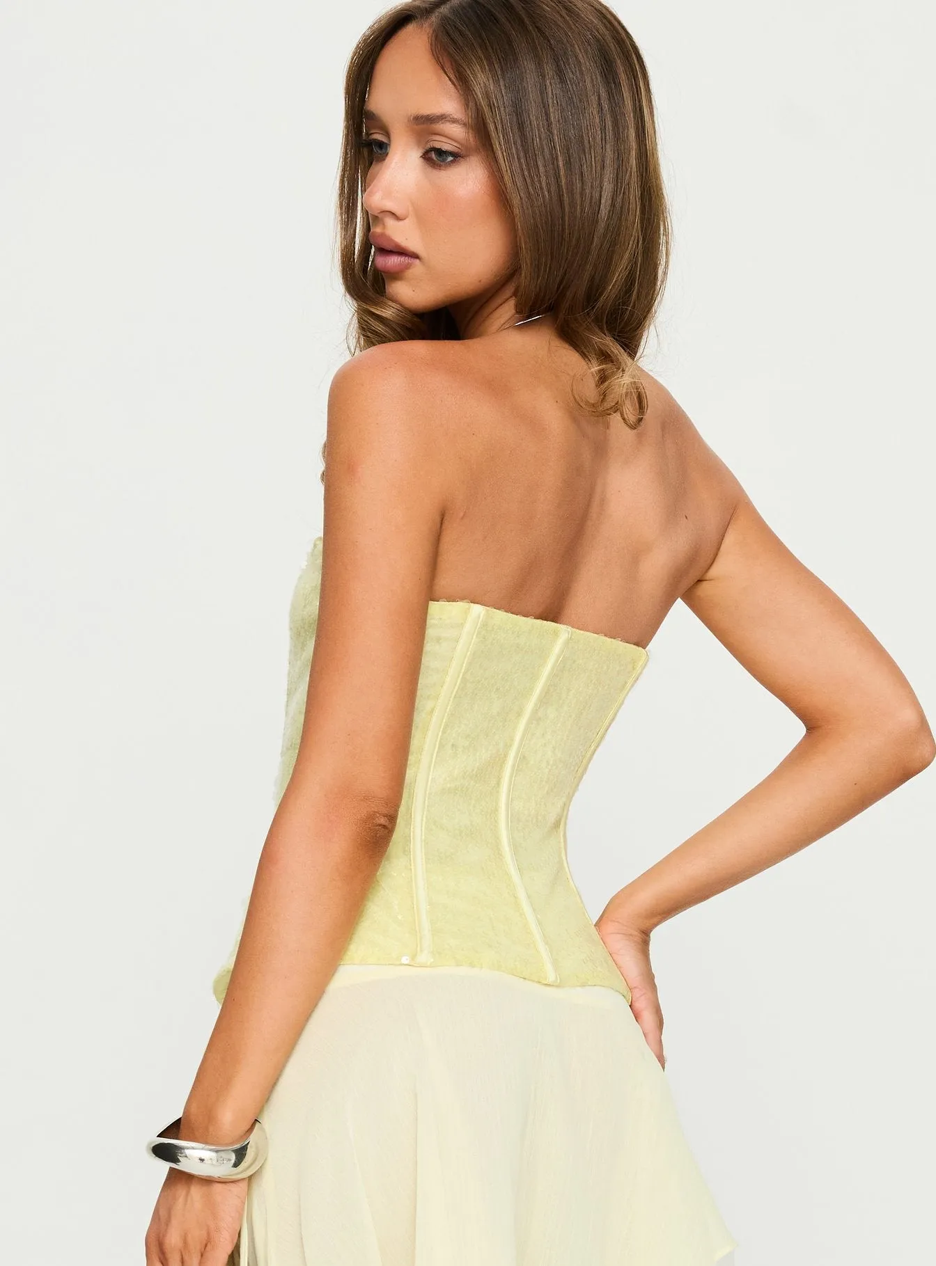 Diena Sequin Corset Top Yellow sold by Princess Polly product image thumbnail 5
