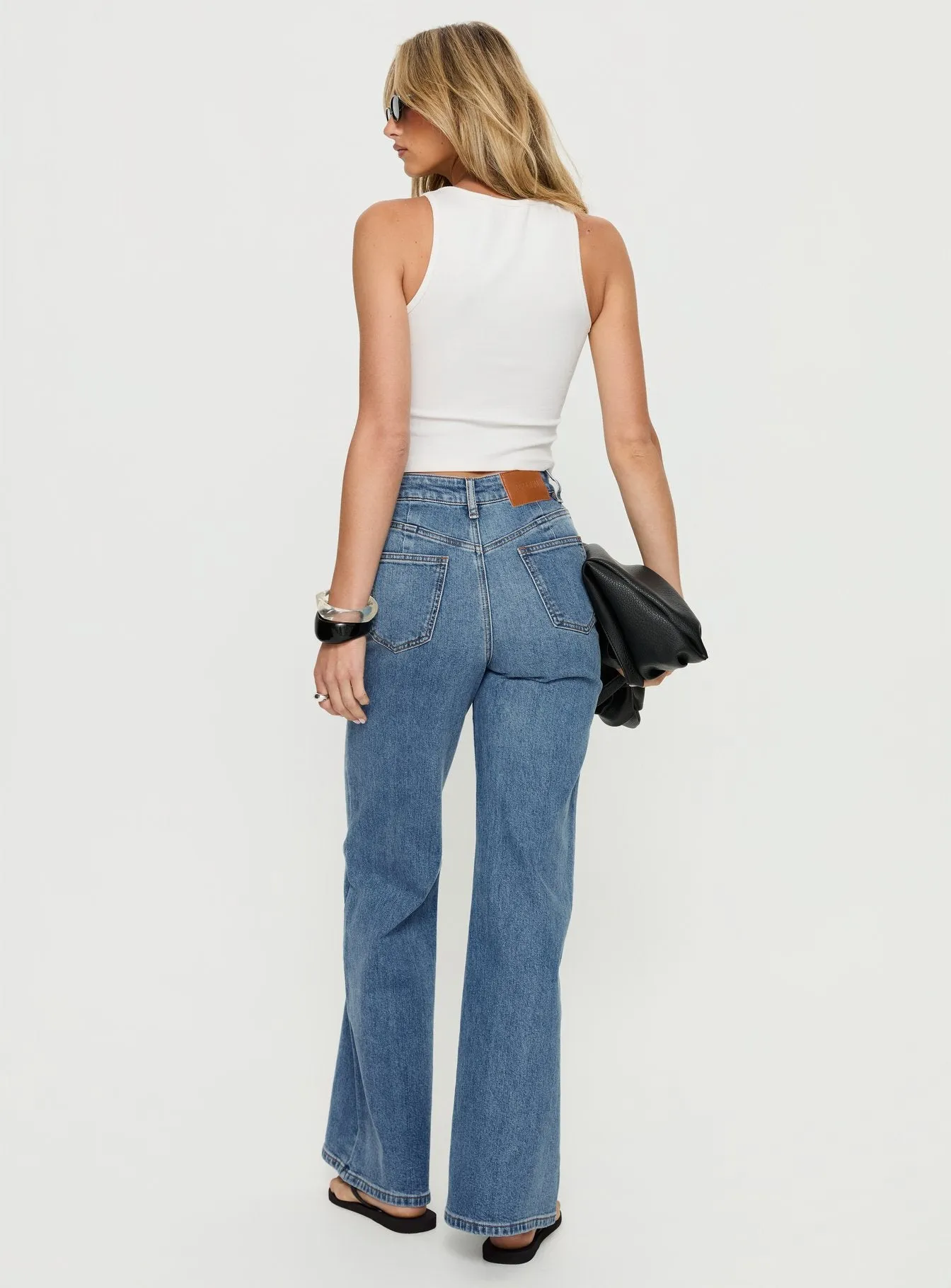 Thearlie High Rise Flared Jeans Mid Blue Wash sold by Princess Polly product image thumbnail 4
