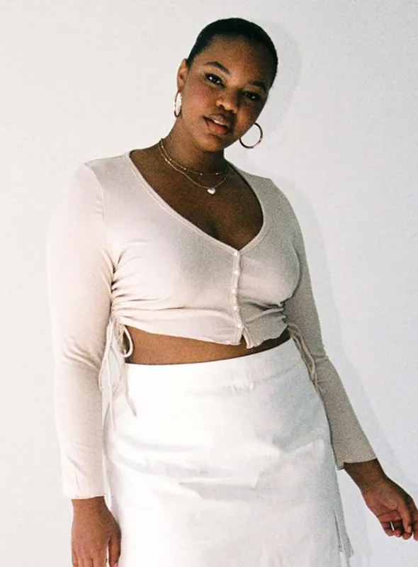 Bridgeton Top Beige Curve sold by Princess Polly